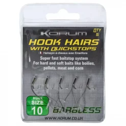 Korum Quickstop Am Haarvorfach, Ohne Widerhaken 7 Korum Quickstop Am Haarvorfach, Ohne Widerhaken -Angebote Korum Store korum barbless hook hairs with quickstops.jpg